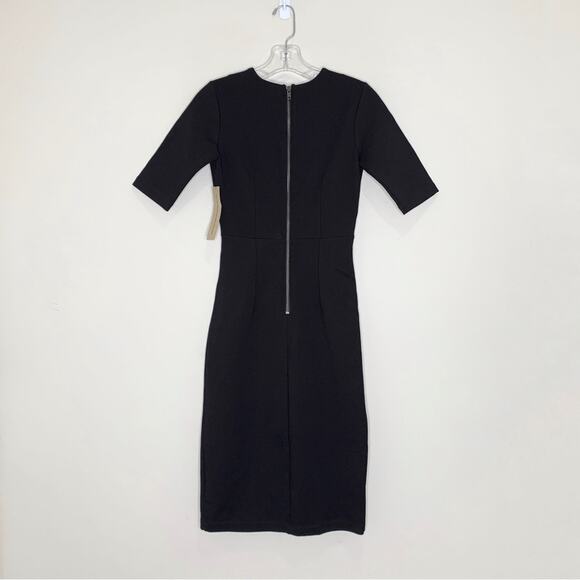 NEW Reformation Evita Midi Dress (Sz 0) Cut-Out Stretch Ponte Black - Picture 7 of 13